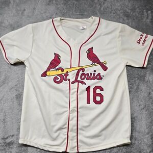 St Louis Cardinals Wong Baseball Jersey Youth XL Red/White Logo Button Down